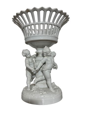 White Glazed Porcelain Cherub Centerpiece