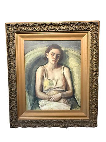 Original Painting Female Portrait on Paper