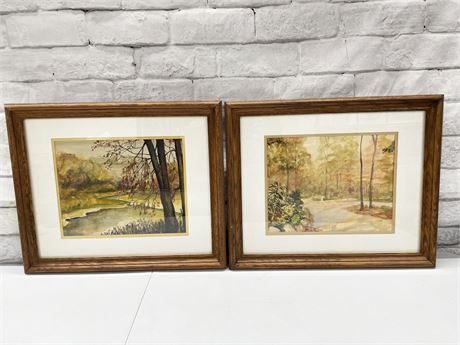 Two (2) Forest Scene Watercolors