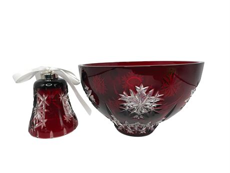 Waterford Crystal Ruby Red Bowl and Bell