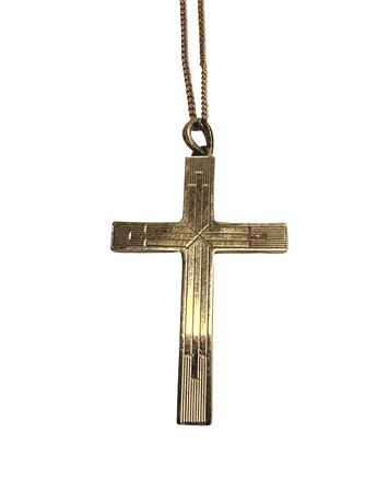 10kt Yellow Gold Cross Pendant and Necklace
