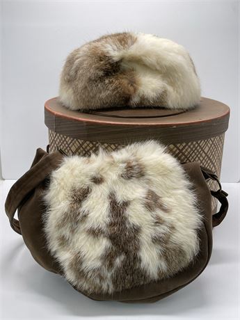 Rabbit Fur Hat and Purse