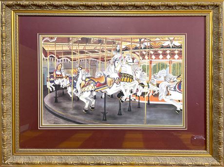 Horse Carousel Framed Lithograph