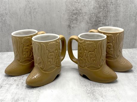 Vintage Ceramic Cowboy Boot Coffee Mugs