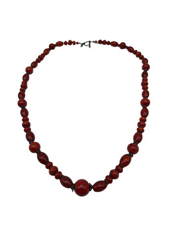 Red Carnelian Sterling Silver Necklace