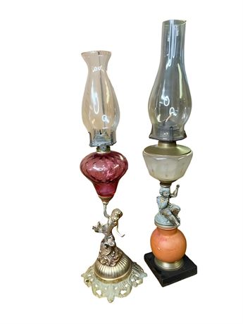 B&P, AMCO Cherub Angel Kerosene Oil Lamps
