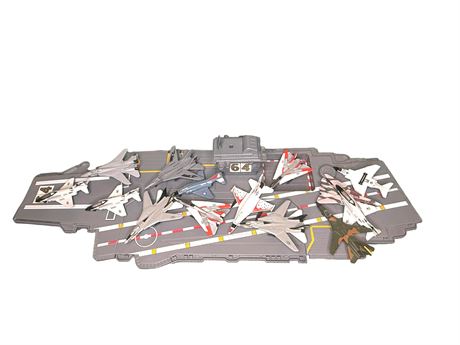 1998 Redbox Aircraft Carrier w/ Diecast and Plastic Model Fighter Jets