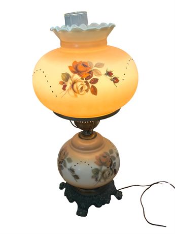 Rose Motif Hurricane Lamp