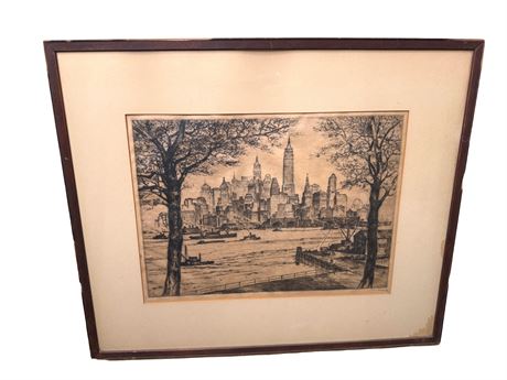 Anton Schutz 1939 "Metropolis" Etching