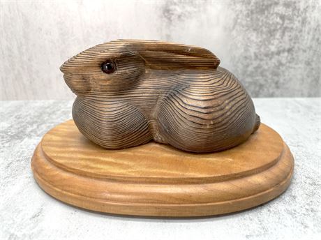 Ray Thurston Hand Carved Grained Wood Rabbit
