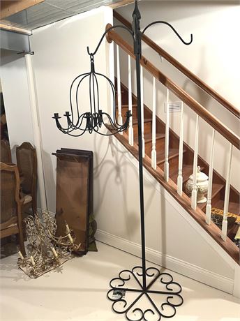 Wrought Iron Floor Hanging Candelabra