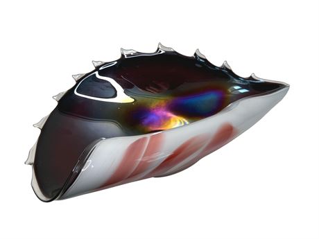 Art Glass Conch Shell Folded Dish