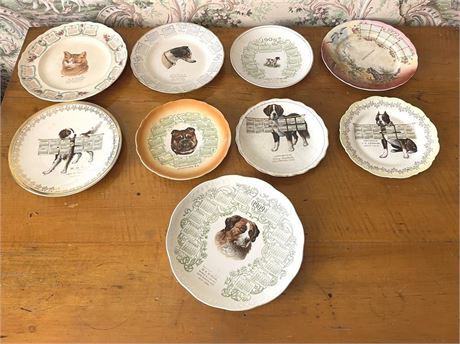 Antique Dog and Cat Calendar Plates