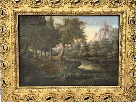 Antique Landscape Oil on Canvas