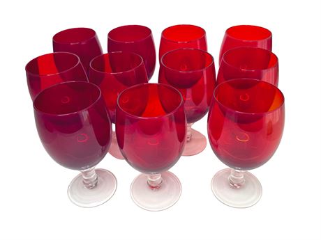 1960s French Stemware Ruby Red Glasses