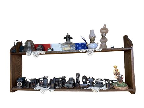 Oak Wood Shelf with Knick Knacks