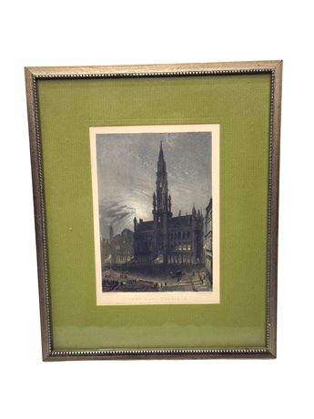 A.H. Payne Town Hall in Brussels Hand Colored Engraving