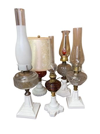 Milk Glass Kerosene and Electrified Lamps