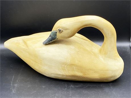 Carved Wood Snow Goose