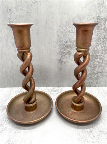 Italian Twisted Wood Candle Holders