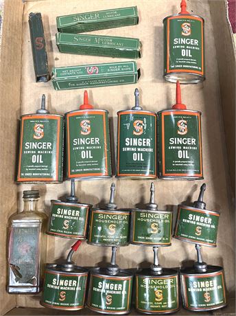 Vintage Singer Oil and Motor Lubricant Containers