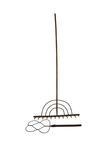Antique Primitive Wood Hay Rake and Rug Beater