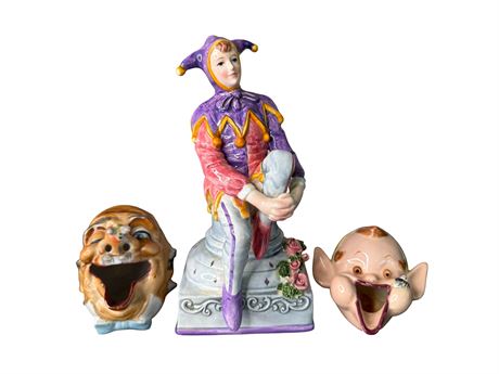 Jester Music Box and Smoking Head Ashtrays