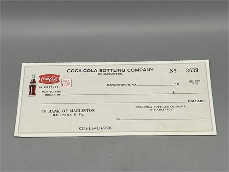 Vintage Coca Cola Check