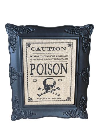 Caution Poison Framed Needlepoint