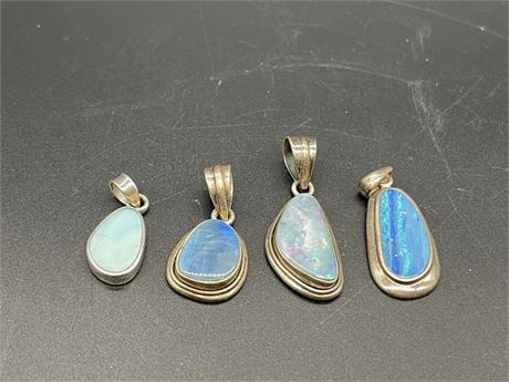 Four (4) Steling and Stone Pendants