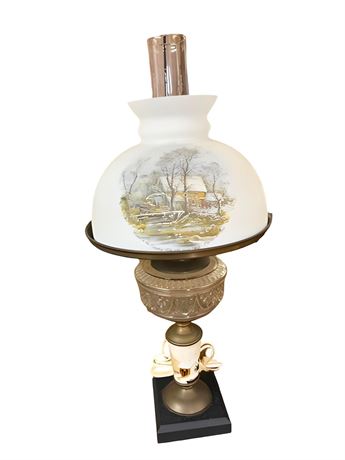 Hand Painted Electrified Oil Lamp