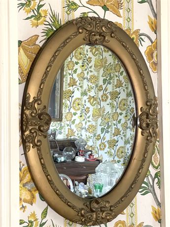 Antique Gold Oval Mirror Lot 1