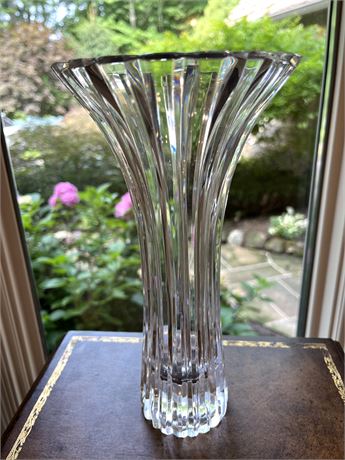 Flared Crystal Cut Glass Flower Vase