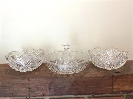 Cut Crystal Bowls and Decanter