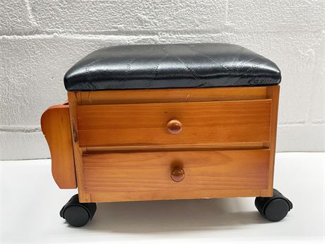 Rolling Leather Stool