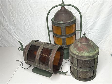 1930s John C. Virden Company Art Deco Copper Nautical Lights