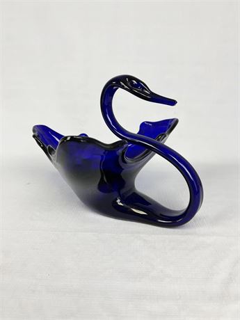 Cobalt Blue Glass Swan
