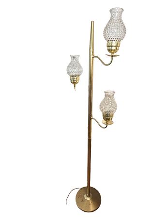 Midcentury Brass Three Light Floor Lamp