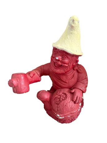 Vintage Cast Concrete Gnome Figure