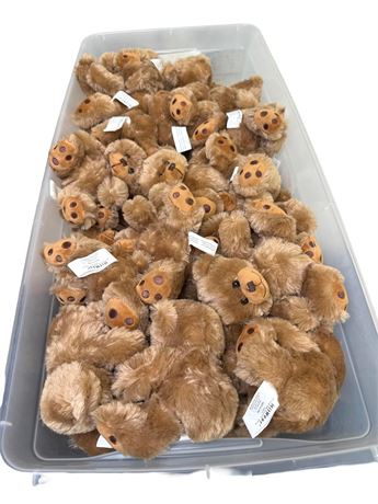 Large Tote of Small Brown Plush Teddy Bears