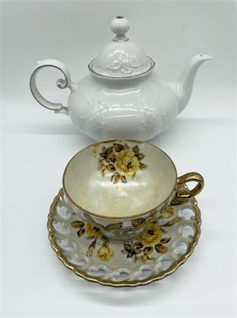 Porcelain Teapot and Teacup