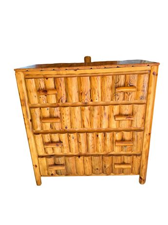 Handmade Custom Rustic Log Wood Chest of Drawers