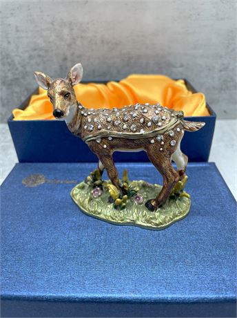 Bejeweled Enameled Deer Trinket Box
