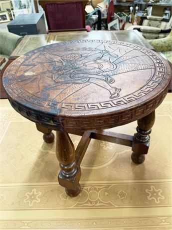 Small Round Leather Top Table