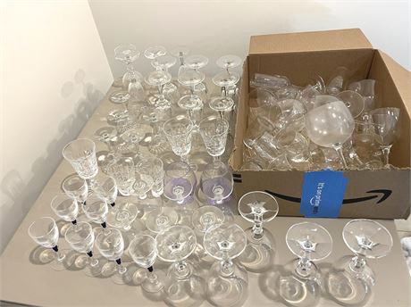 Large Glass Crystal Wine Glass Lot