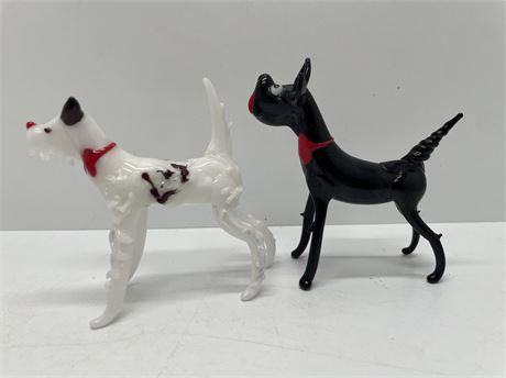 Black and White Blown Glass Dogs