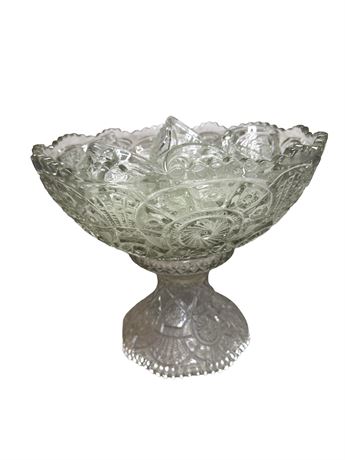 Imperial Glass "Broken Arches" Pedestal Punch Bowl w/ Cups
