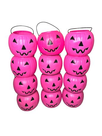 Plastic Blow Mold Pumpkin Buckets Lot 4