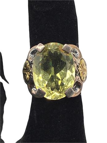 Anne King Lemon Yellow Quartz Sterling Silver 18k Ring