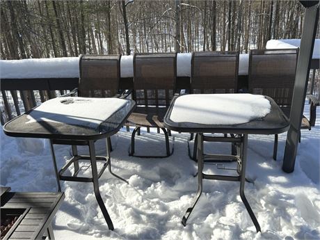 Outdoor Bar Top Chairs (x4) and Tables (x2)